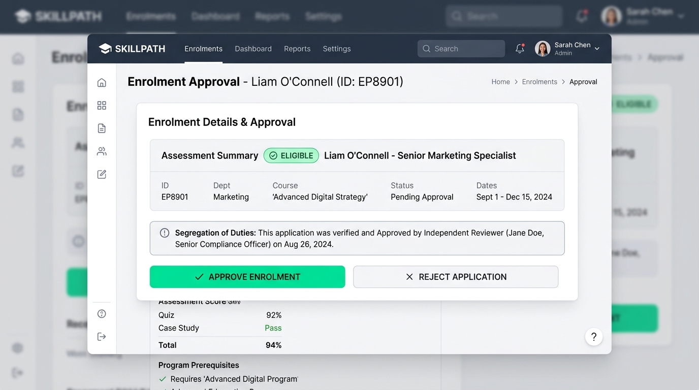 Step 3: Four-Eyes Enrolment Approval